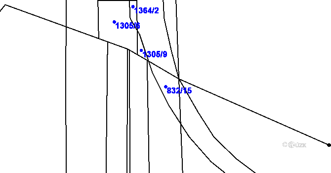 Parcela st. 832/15 v KÚ Hořany, Katastrální mapa