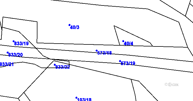 Parcela st. 573/18 v KÚ Hořany, Katastrální mapa