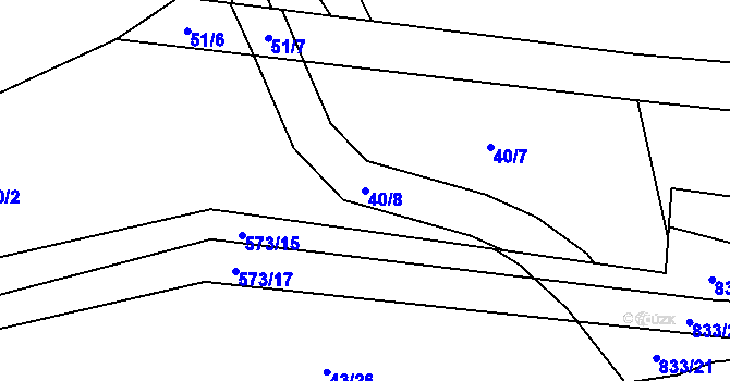 Parcela st. 40/8 v KÚ Hořany, Katastrální mapa
