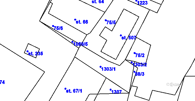 Parcela st. 67/2 v KÚ Hořátev, Katastrální mapa