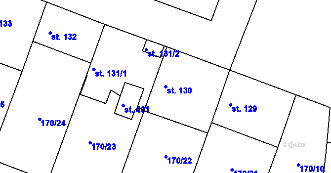 Parcela st. 130 v KÚ Hořátev, Katastrální mapa