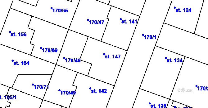 Parcela st. 147 v KÚ Hořátev, Katastrální mapa