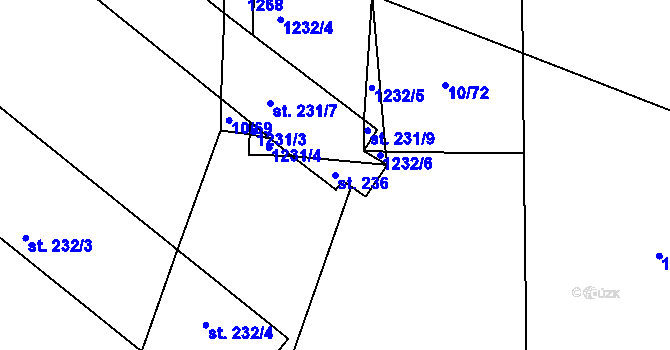 Parcela st. 236 v KÚ Hořátev, Katastrální mapa
