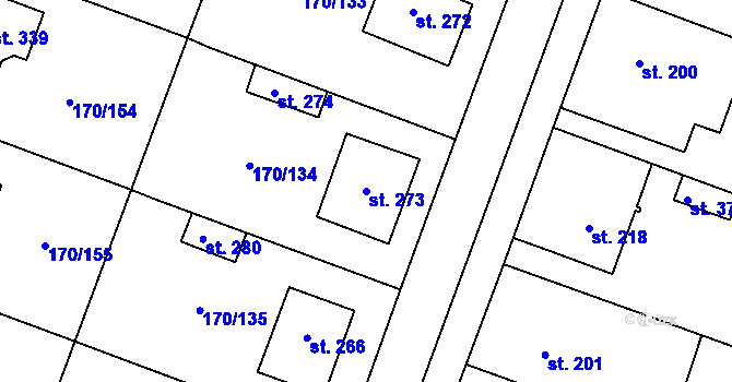 Parcela st. 273 v KÚ Hořátev, Katastrální mapa