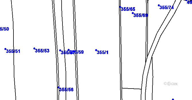 Parcela st. 355/1 v KÚ Hořátev, Katastrální mapa