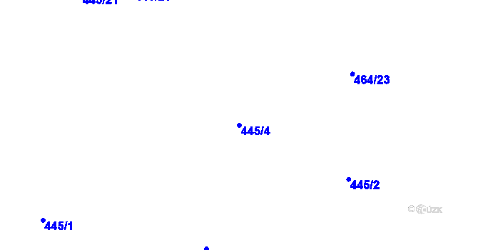 Parcela st. 445/4 v KÚ Hořátev, Katastrální mapa