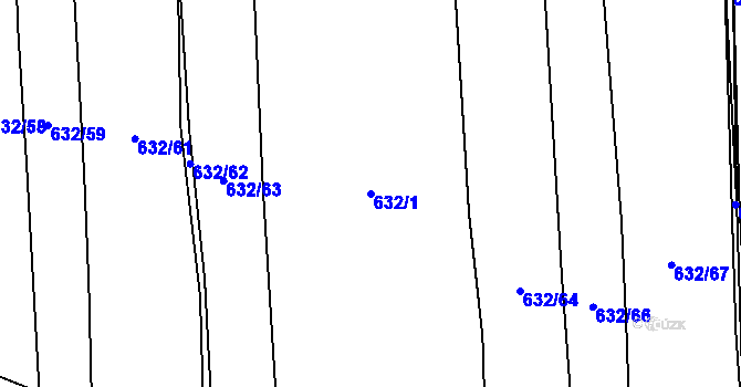 Parcela st. 632/1 v KÚ Hořátev, Katastrální mapa