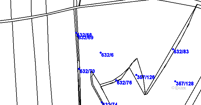 Parcela st. 632/6 v KÚ Hořátev, Katastrální mapa
