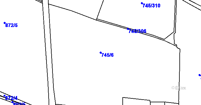Parcela st. 745/6 v KÚ Hořátev, Katastrální mapa