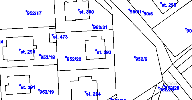 Parcela st. 293 v KÚ Hořátev, Katastrální mapa