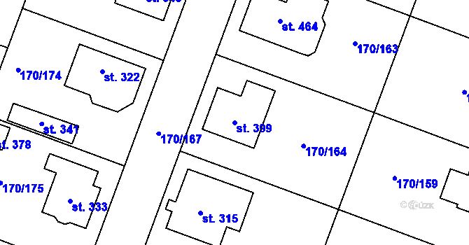 Parcela st. 399 v KÚ Hořátev, Katastrální mapa