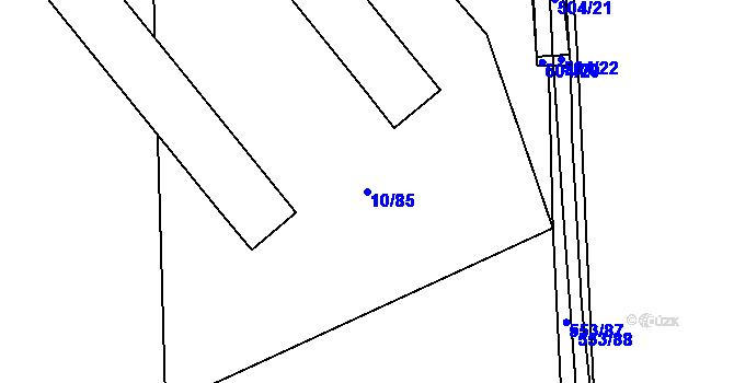 Parcela st. 10/85 v KÚ Hořátev, Katastrální mapa