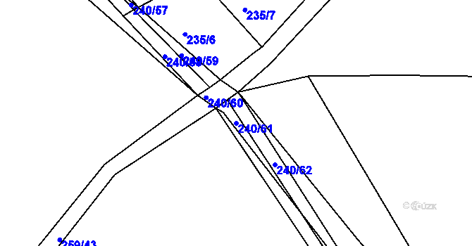 Parcela st. 240/61 v KÚ Hořátev, Katastrální mapa