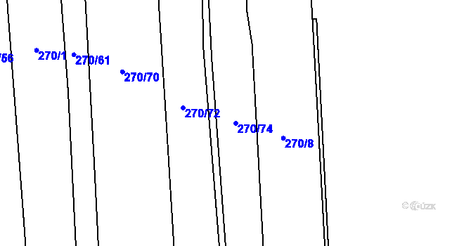 Parcela st. 270/74 v KÚ Hořátev, Katastrální mapa