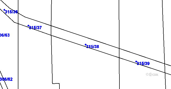 Parcela st. 315/38 v KÚ Hořátev, Katastrální mapa