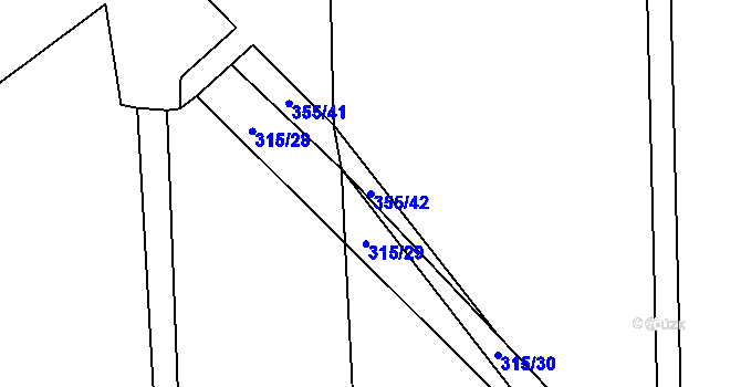 Parcela st. 355/42 v KÚ Hořátev, Katastrální mapa