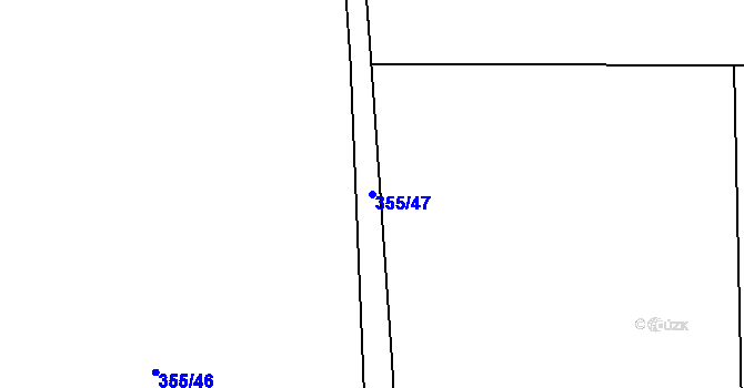 Parcela st. 355/47 v KÚ Hořátev, Katastrální mapa