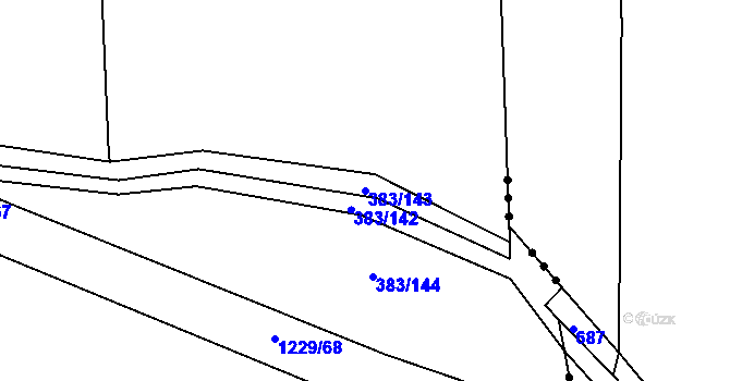 Parcela st. 383/143 v KÚ Hořátev, Katastrální mapa