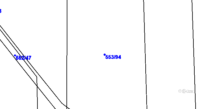 Parcela st. 553/94 v KÚ Hořátev, Katastrální mapa