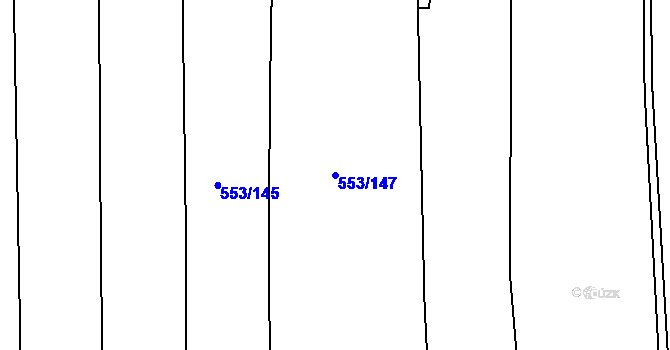 Parcela st. 553/147 v KÚ Hořátev, Katastrální mapa