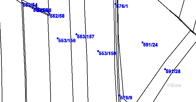 Parcela st. 553/159 v KÚ Hořátev, Katastrální mapa