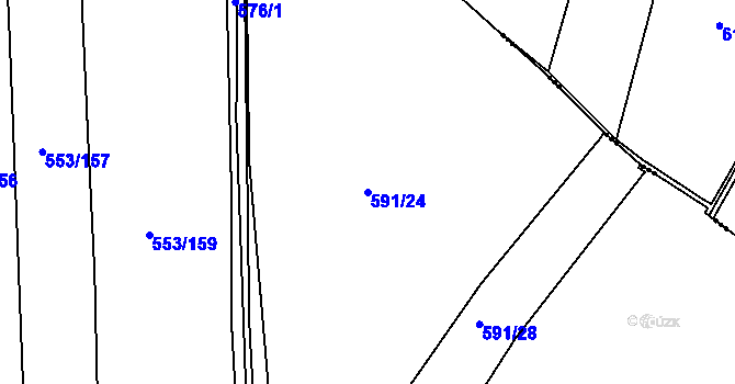 Parcela st. 591/24 v KÚ Hořátev, Katastrální mapa