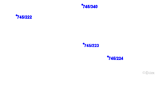 Parcela st. 745/223 v KÚ Hořátev, Katastrální mapa