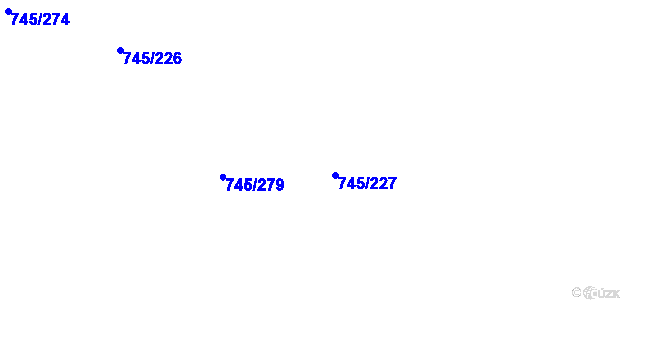 Parcela st. 745/227 v KÚ Hořátev, Katastrální mapa