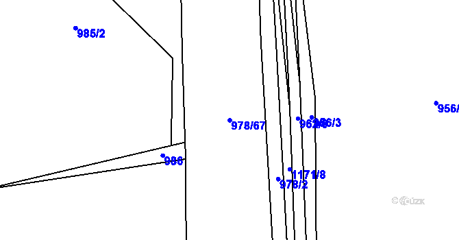 Parcela st. 978/67 v KÚ Hořátev, Katastrální mapa