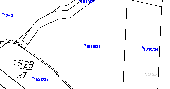 Parcela st. 1010/31 v KÚ Hořátev, Katastrální mapa