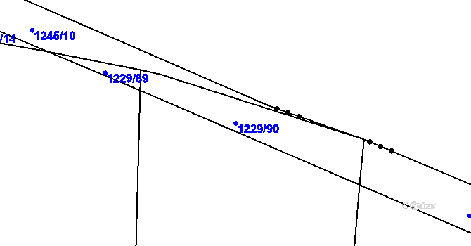 Parcela st. 1229/90 v KÚ Hořátev, Katastrální mapa