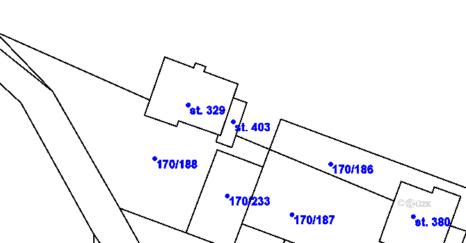 Parcela st. 403 v KÚ Hořátev, Katastrální mapa