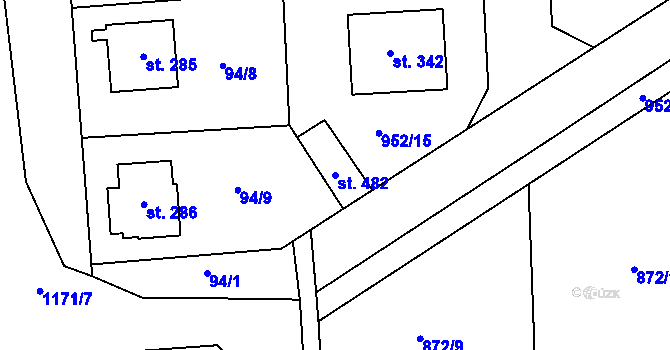 Parcela st. 482 v KÚ Hořátev, Katastrální mapa