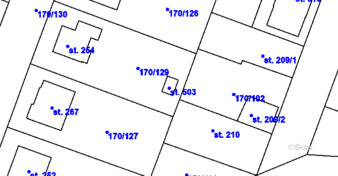 Parcela st. 503 v KÚ Hořátev, Katastrální mapa