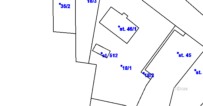 Parcela st. 512 v KÚ Hořátev, Katastrální mapa