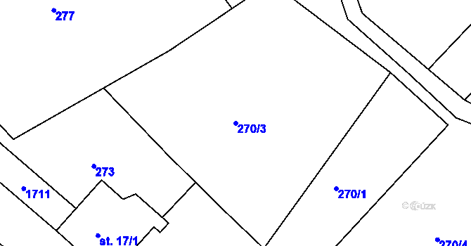 Parcela st. 270/3 v KÚ Hořejší Kunčice, Katastrální mapa