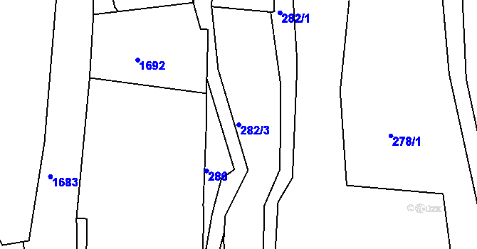 Parcela st. 282/3 v KÚ Hořejší Kunčice, Katastrální mapa