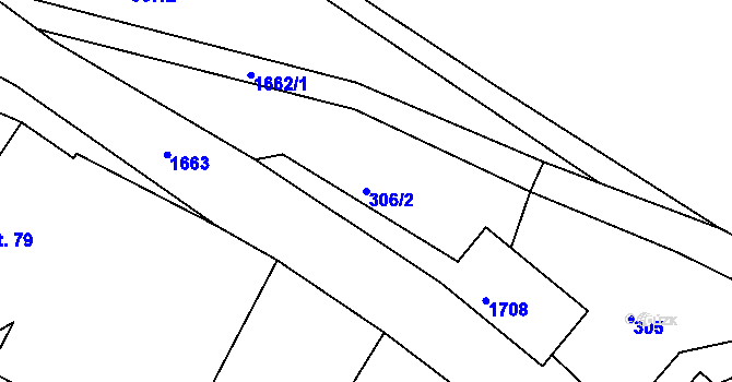 Parcela st. 306/2 v KÚ Hořejší Kunčice, Katastrální mapa