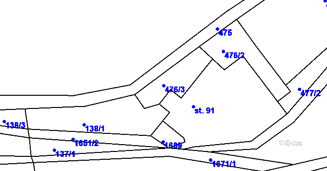 Parcela st. 476/3 v KÚ Hořejší Kunčice, Katastrální mapa