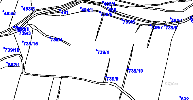 Parcela st. 739/1 v KÚ Hořejší Kunčice, Katastrální mapa