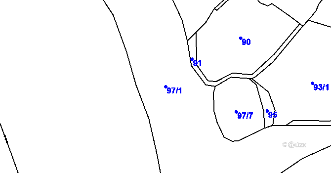 Parcela st. 97/1 v KÚ Medlice u Budišova nad Budišovkou, Katastrální mapa