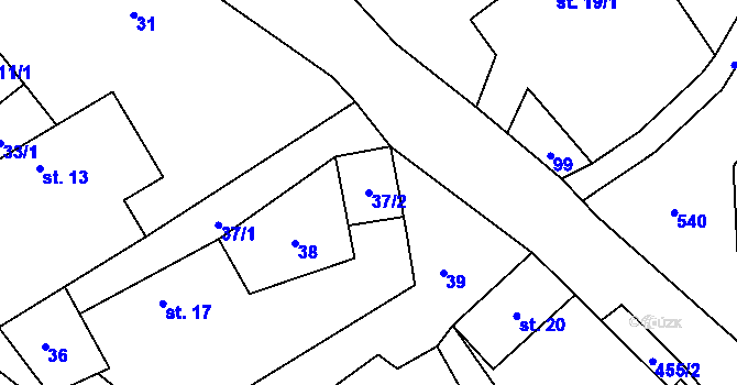 Parcela st. 37/2 v KÚ Březina u Hořepníku, Katastrální mapa