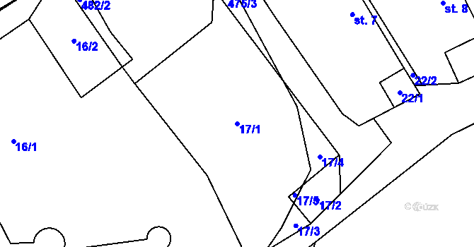 Parcela st. 17/1 v KÚ Březina u Hořepníku, Katastrální mapa