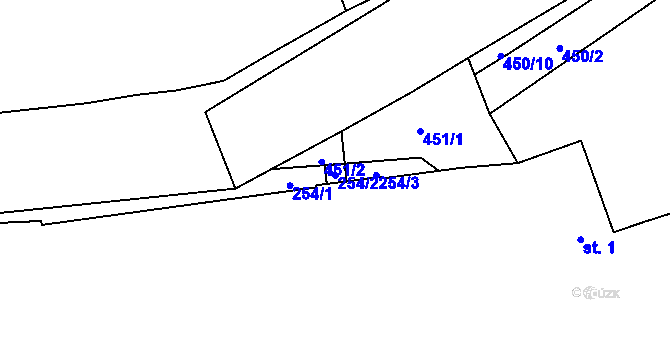 Parcela st. 254/2 v KÚ Březina u Hořepníku, Katastrální mapa