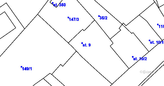 Parcela st. 9 v KÚ Hořepník, Katastrální mapa