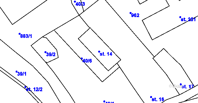 Parcela st. 14 v KÚ Hořepník, Katastrální mapa