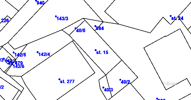 Parcela st. 15 v KÚ Hořepník, Katastrální mapa