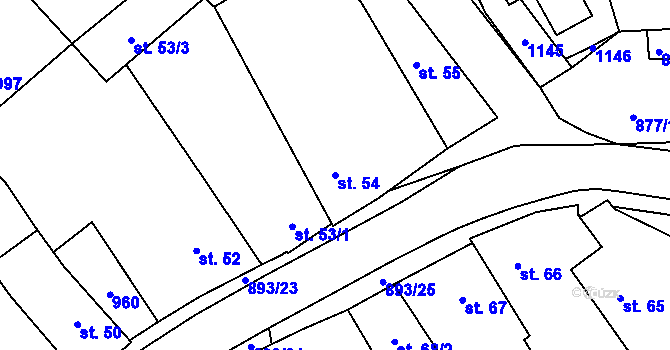 Parcela st. 54 v KÚ Hořepník, Katastrální mapa