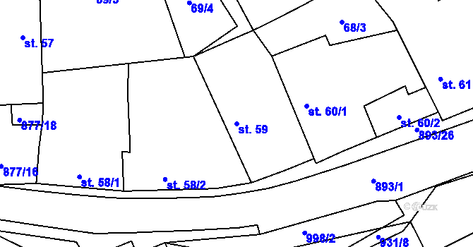 Parcela st. 59 v KÚ Hořepník, Katastrální mapa