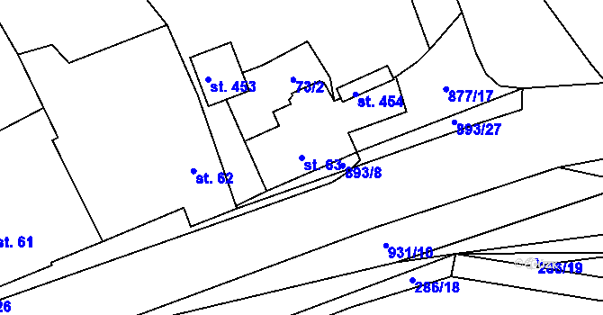 Parcela st. 63 v KÚ Hořepník, Katastrální mapa